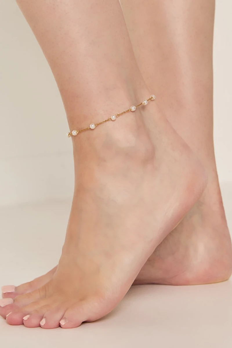 Kirsten Stainless Steel Pearl Station Anklet