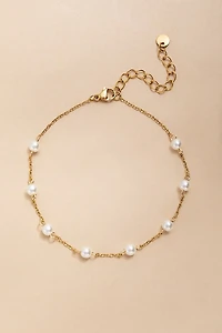 Kirsten Stainless Steel Pearl Station Anklet