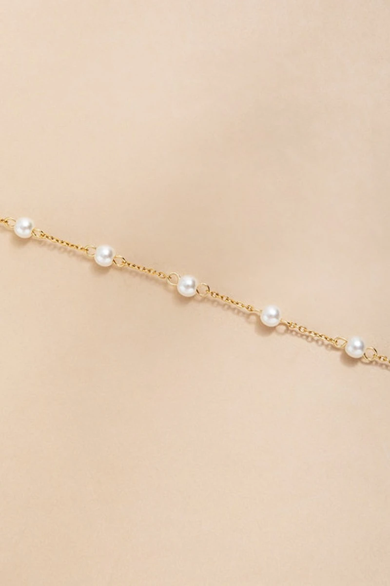 Kirsten Stainless Steel Pearl Station Anklet