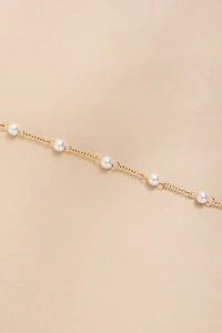 Kirsten Stainless Steel Pearl Station Anklet