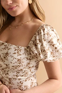 Tabitha Puff Sleeve Floral Midi Dress