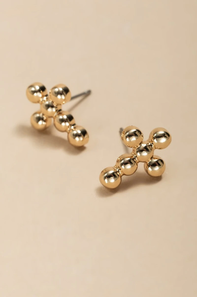 Kayla Bubble Cross Stud Earrings