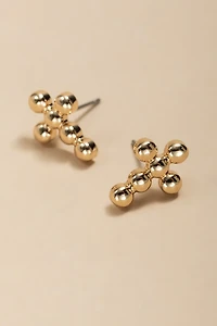 Kayla Bubble Cross Stud Earrings