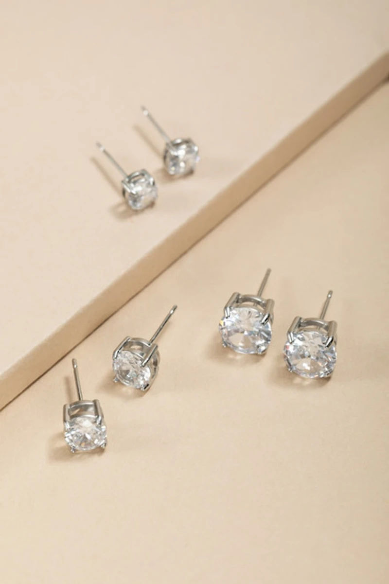 Dana Stainless Steel Crystal Stud Set