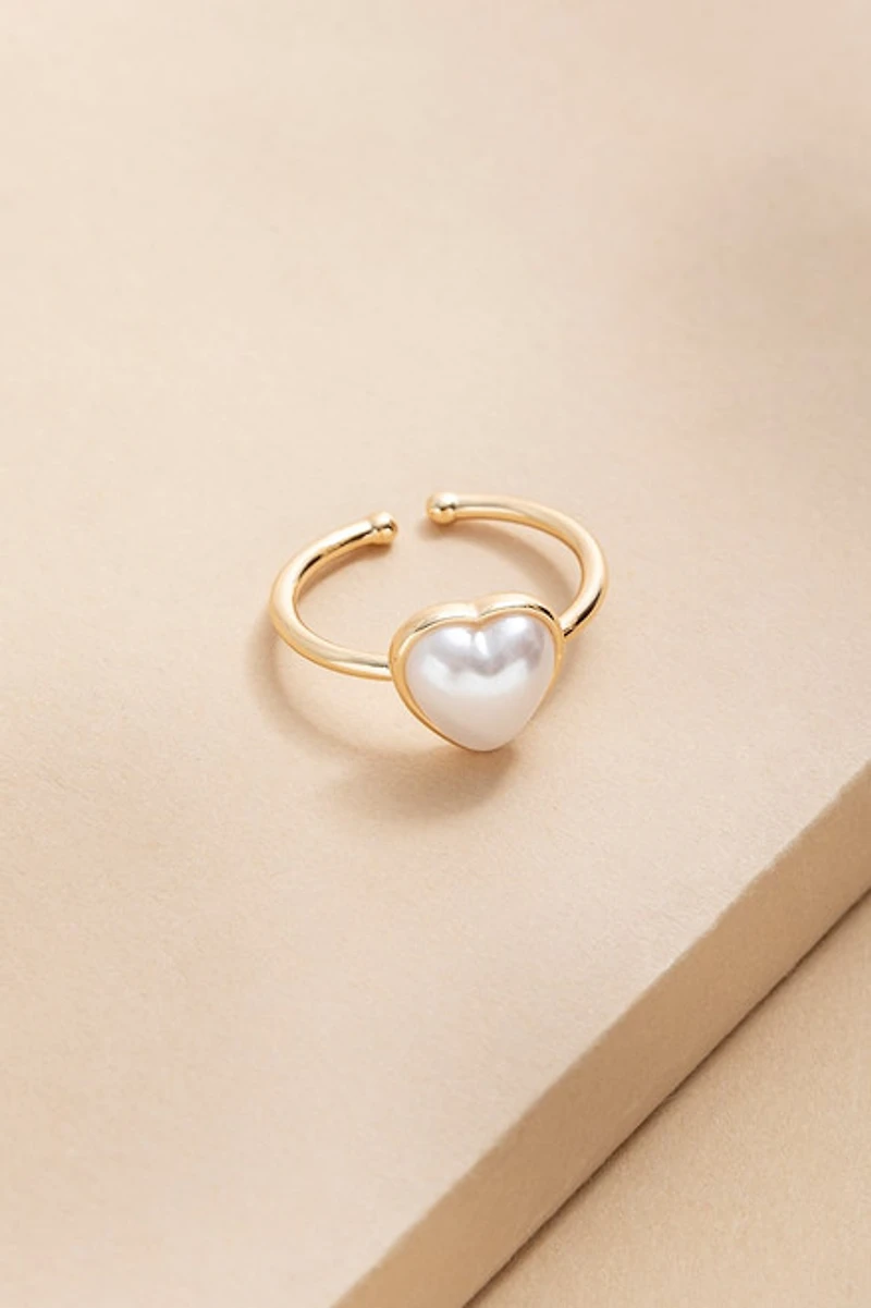 May Puffy Pearl Heart Ring
