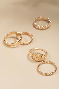 Lenora Mixed Style Gold Ring Set