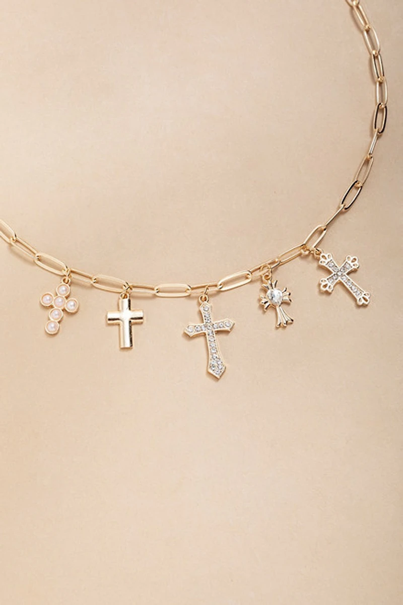 Bianca Cross Charms Pendant Necklace
