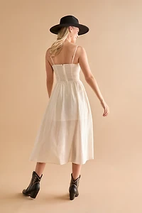 Tessa Smocked V Waist Midi Dress