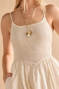 Tessa Smocked V Waist Midi Dress