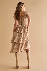 Eve Corset Tiered Midi Dress