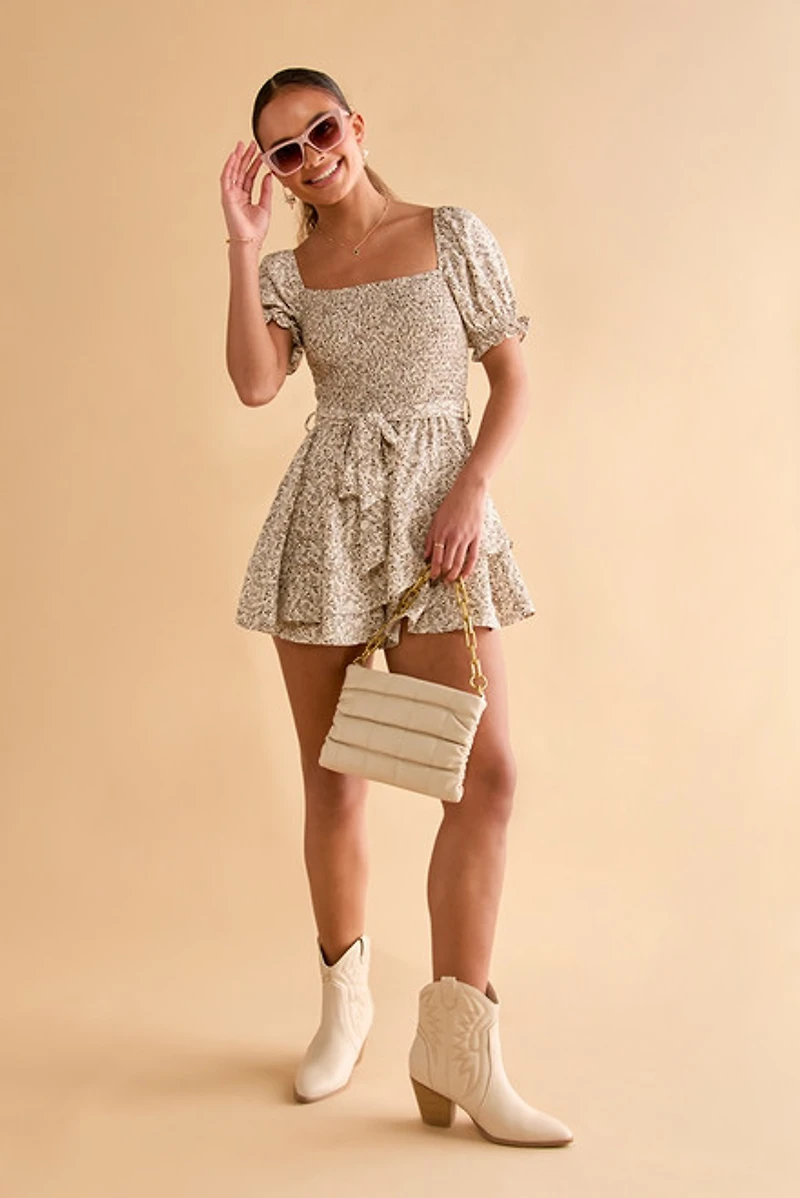 Angelina Smocked Puff Sleeve Romper