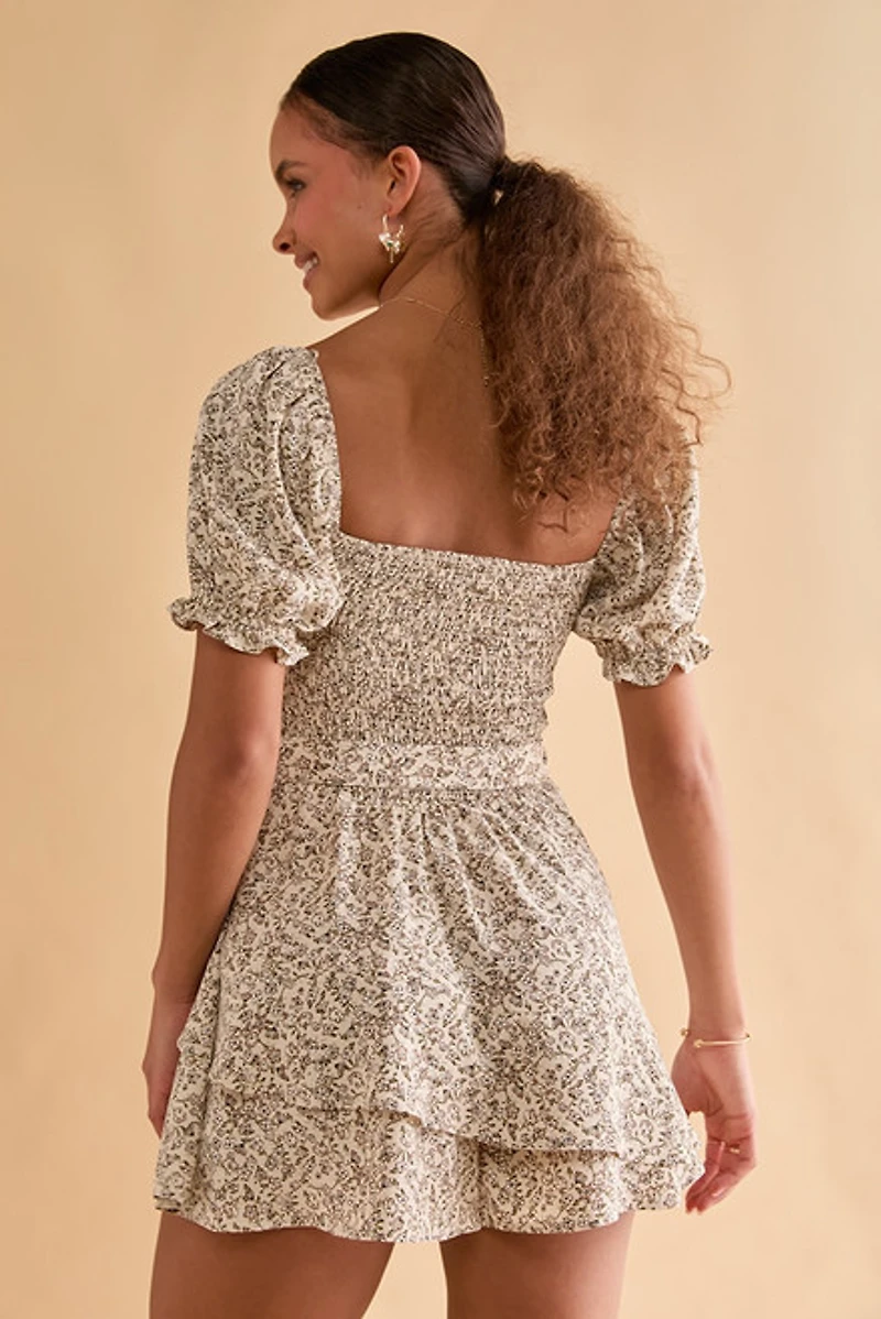 Angelina Smocked Puff Sleeve Romper
