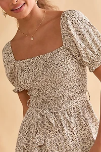 Angelina Smocked Puff Sleeve Romper