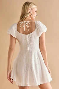 Alexis Lace Up Eyelet Skater Mini Dress