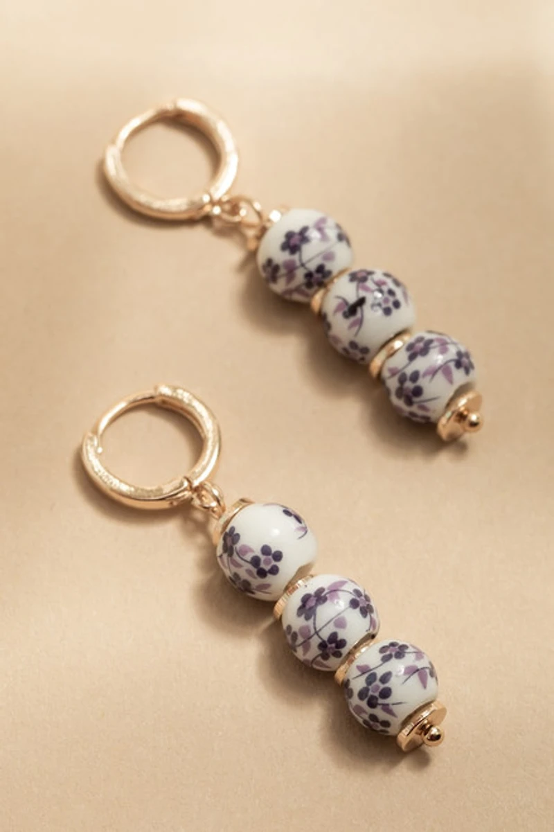 Norma Ceramic Bead Linear Drop Earrings