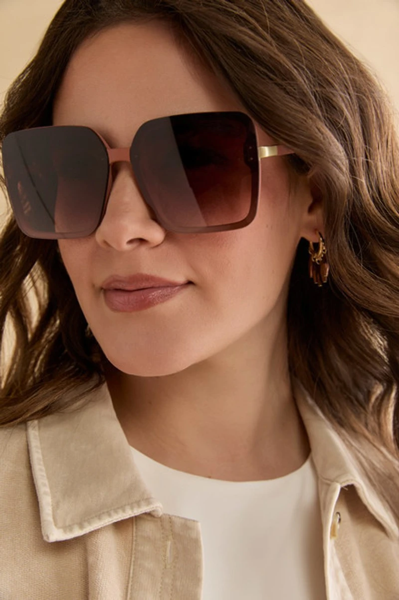 Ina Oversized Square Lens Over Frame Sunglasses