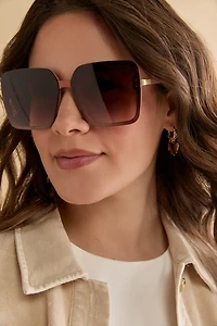 Ina Oversized Square Lens Over Frame Sunglasses