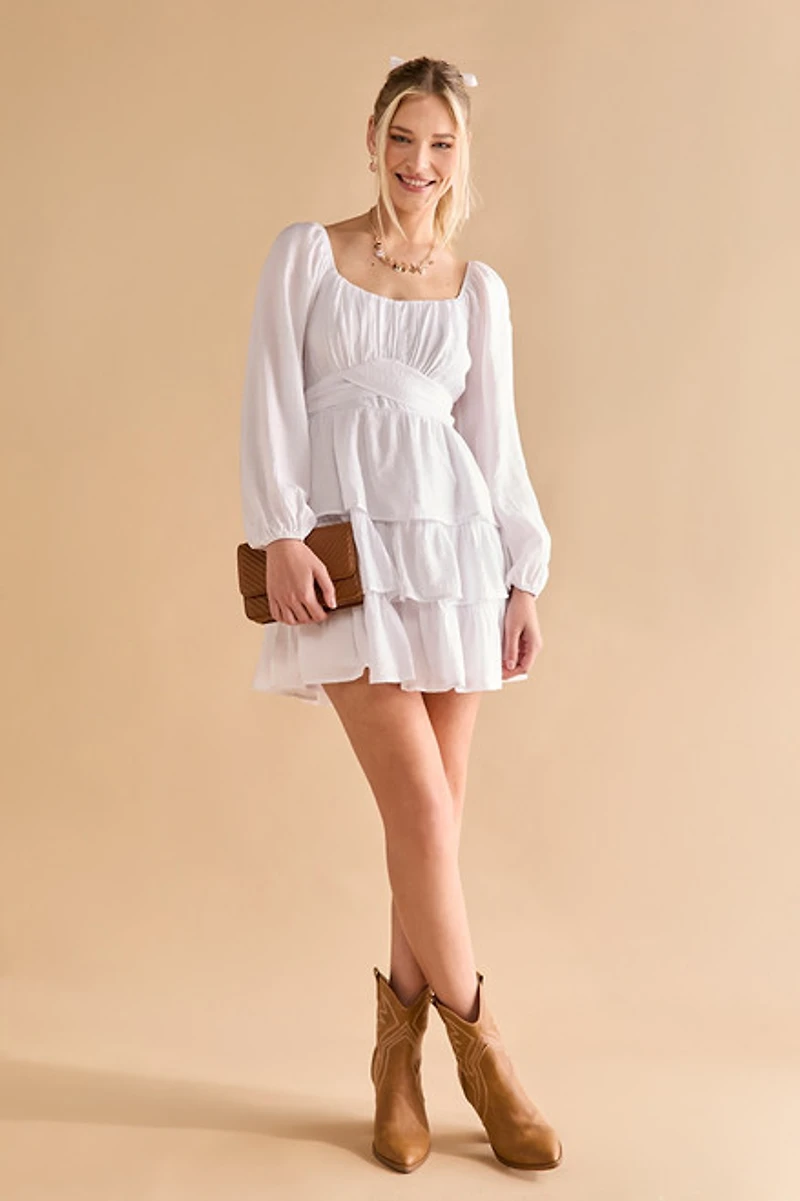 Alisa Long Sleeve Tiered Mini Dress