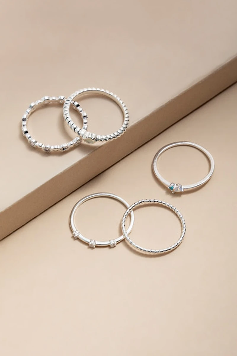 Carolina Tiny Opal And Crystal Ring Set