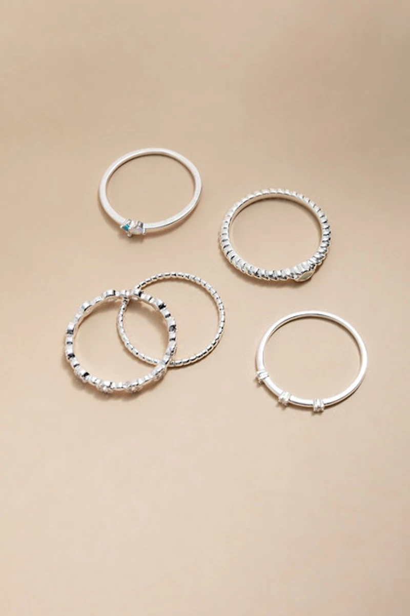 Carolina Tiny Opal And Crystal Ring Set