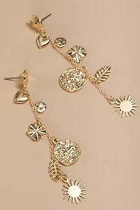 Katherine Linear Shaky Gold Charm Drop Earrings