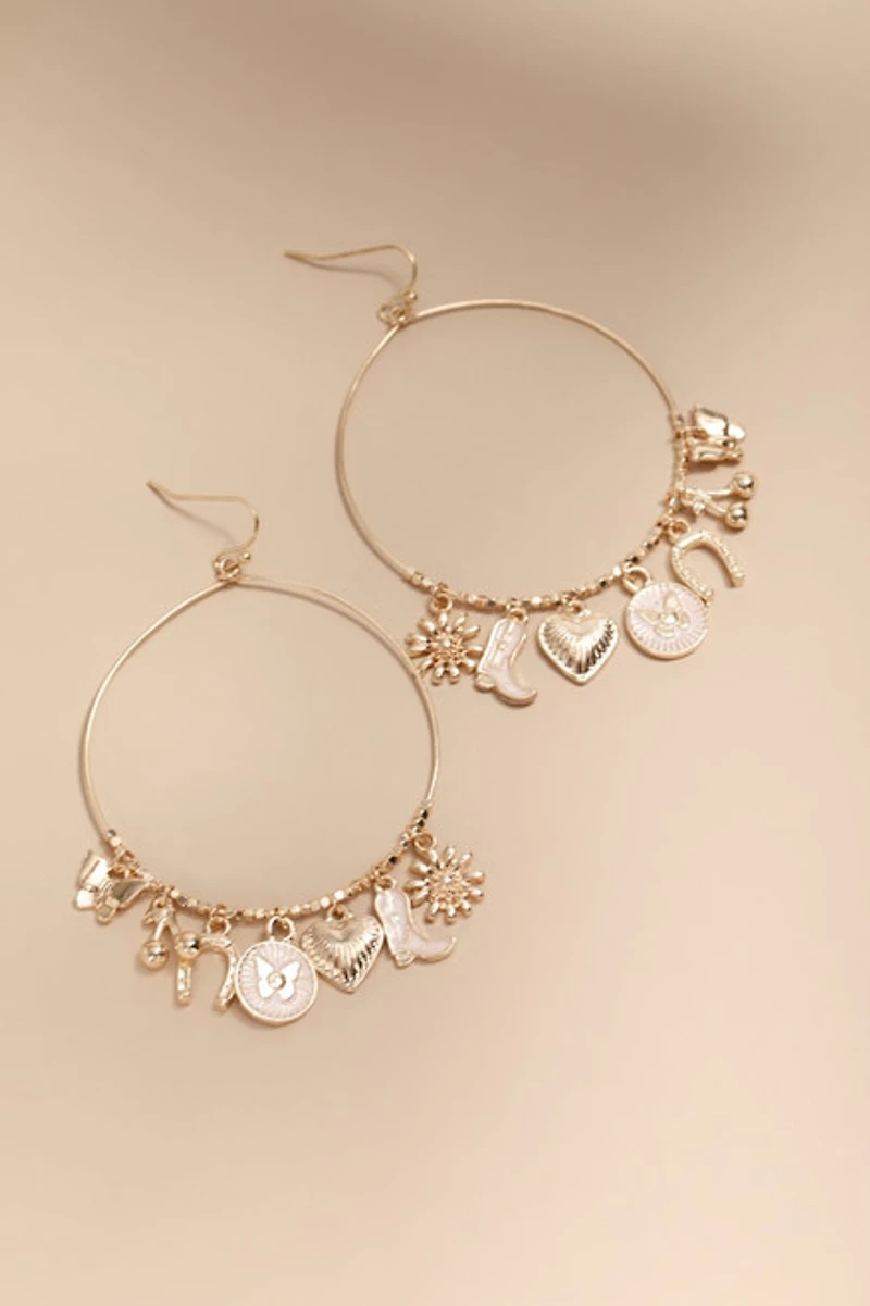 Sandra Mixed Shaky Charm Large Hoop Earrings