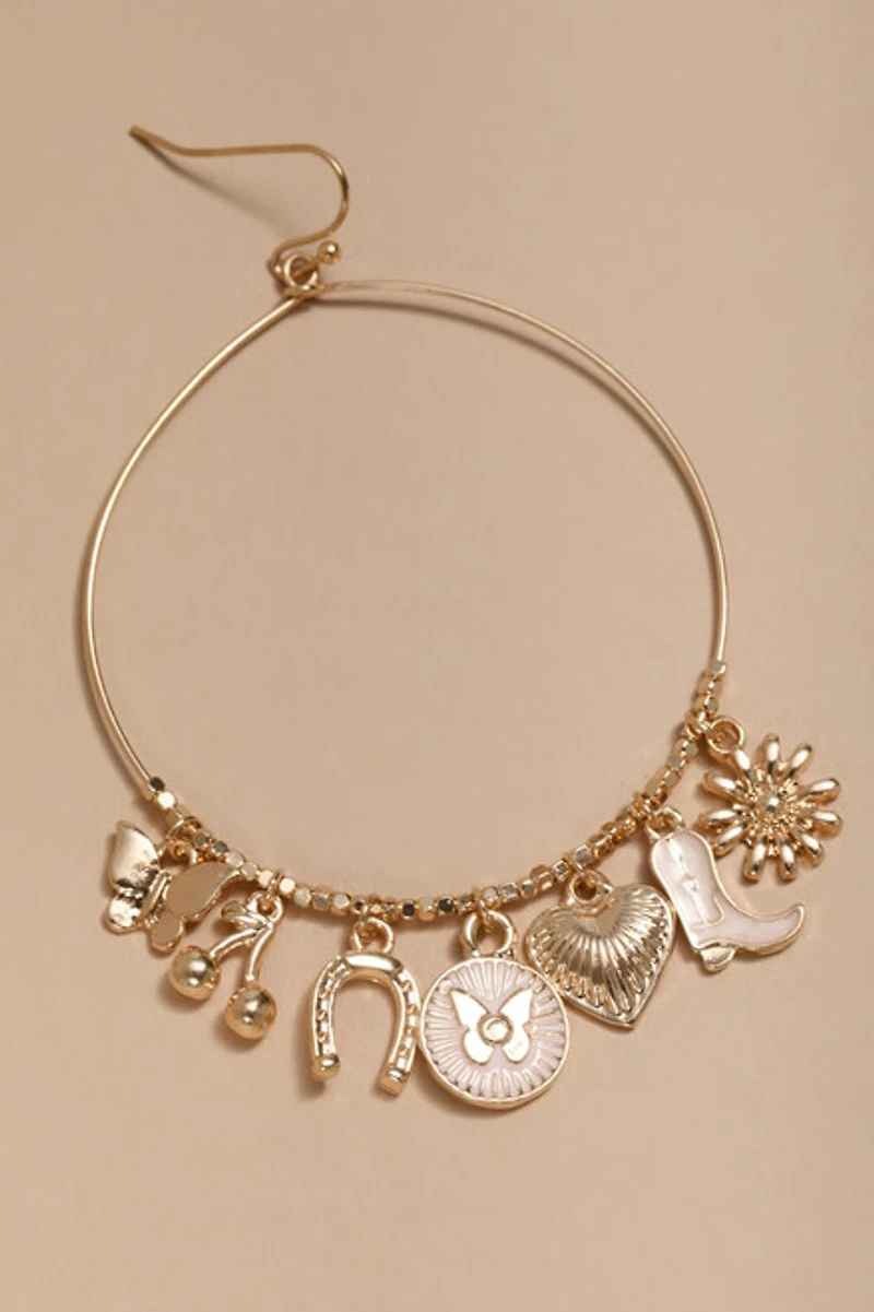 Sandra Mixed Shaky Charm Large Hoop Earrings