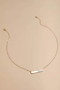 Blessed Script Bar Pendant Necklace