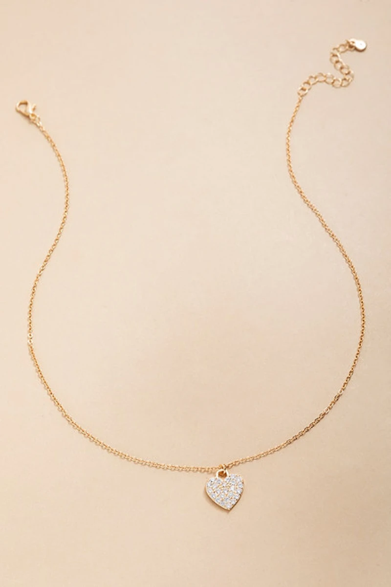 I Like Really Love You Pave Heart Pendant Necklace