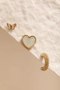 Mai Heart Butterfly And Hoop Earring Set