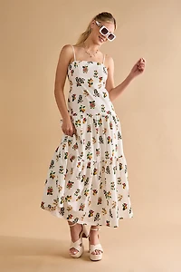 Juliana Fruit Print Tiered Maxi Dress