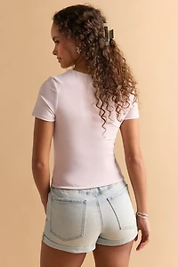 yummi by francesca's Crewneck Short Sleeve Top