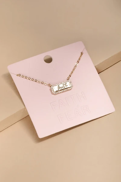 Faith Script Bar Pendant Necklace