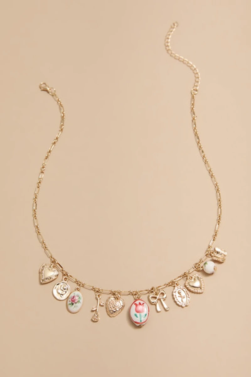 Cynthya Mixed Ceramic Charm Necklace