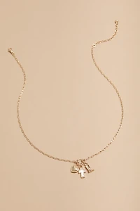Lacey Cross Boot And Heart Charm Pendant Necklace