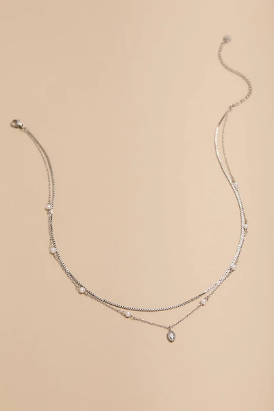 Tessa Stainless Steel Layered Crystal Pendant Necklace