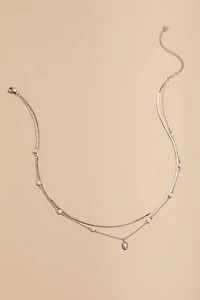Tessa Stainless Steel Layered Crystal Pendant Necklace