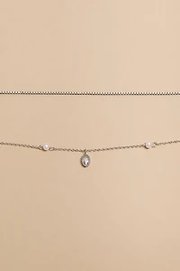 Tessa Stainless Steel Layered Crystal Pendant Necklace