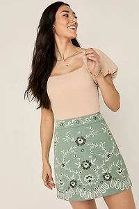 Lucille Square Neck Puff Sleeve Knit Bodysuit