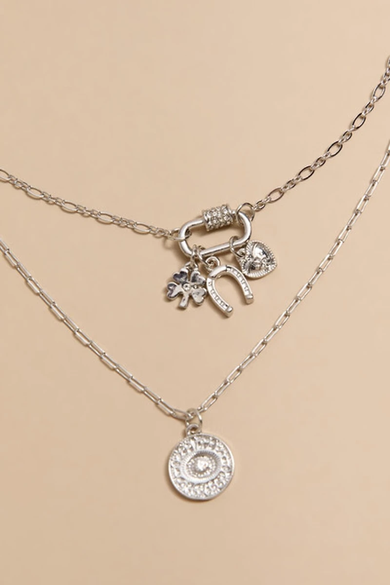 Mandy Multi Layered Carabiner Charm Necklace