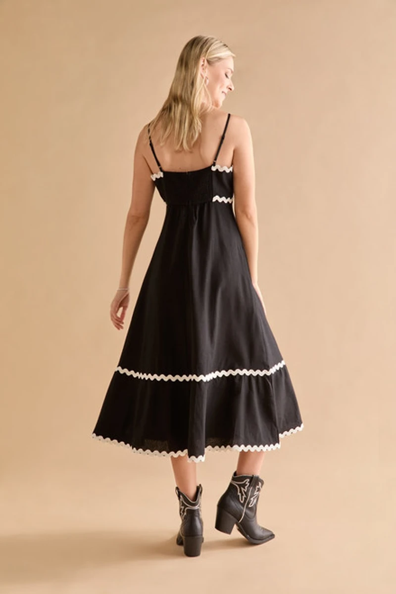 Simone Ric Rac Trim Midi Dress