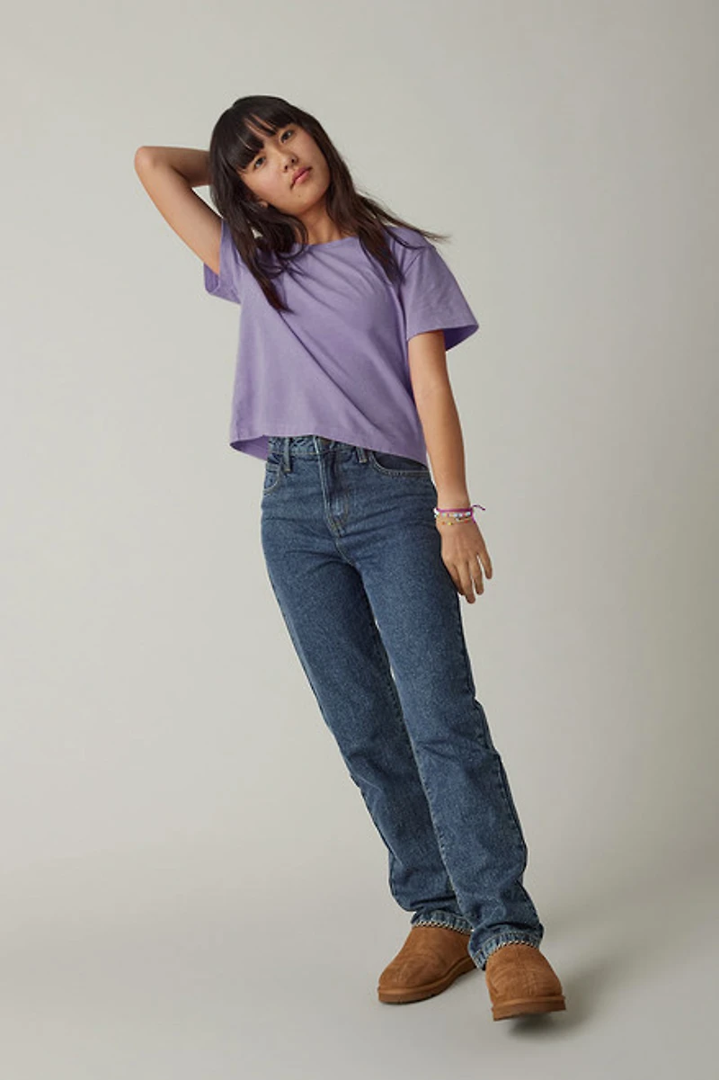 Hello Franki Olivia Cropped Slub T-Shirt for girls Purple