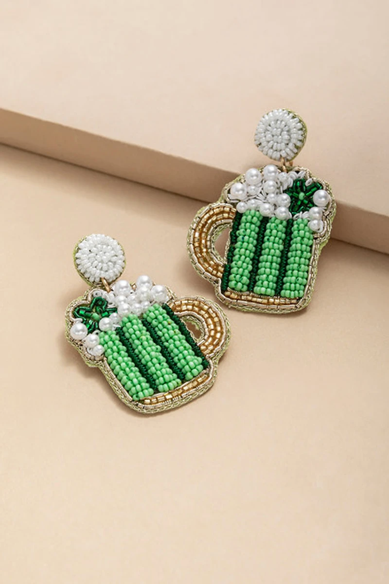 Emily Beaded Beer Mug Drop Earrings
