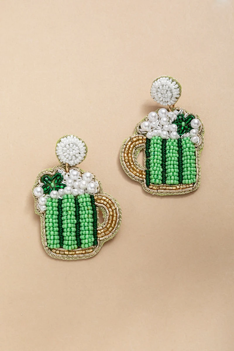 Emily Beaded Beer Mug Drop Earrings