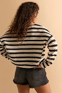 Corrine Boucle Pointelle Striped Sweater