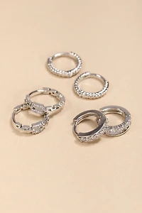 Isabel Mini Silver Huggie Earring Set