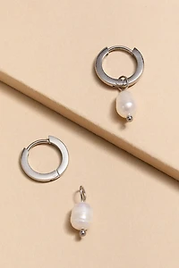 Simone Stainless Steel Charm Huggie Earrings