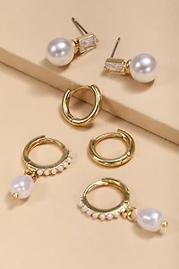 Brenda Pave Pearl Mixed Earring Set
