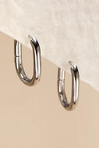 Megan Stainless Steel Oblong Hoop Earrings