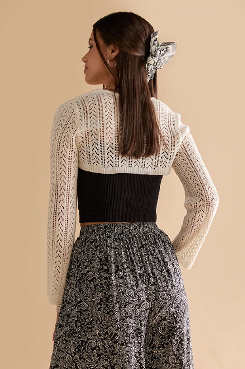 Dee Long Sleeve Front Tie Short Cardigan